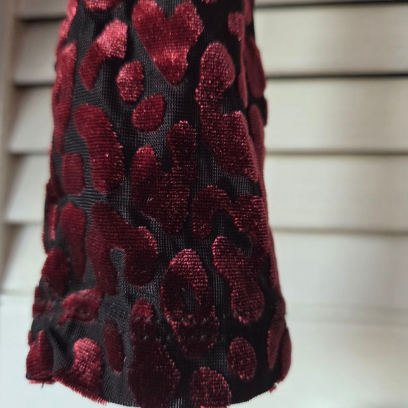 Forever 21 sheer leapard velvet Burgundy red V neck bodysuit - Picture 5 of 8